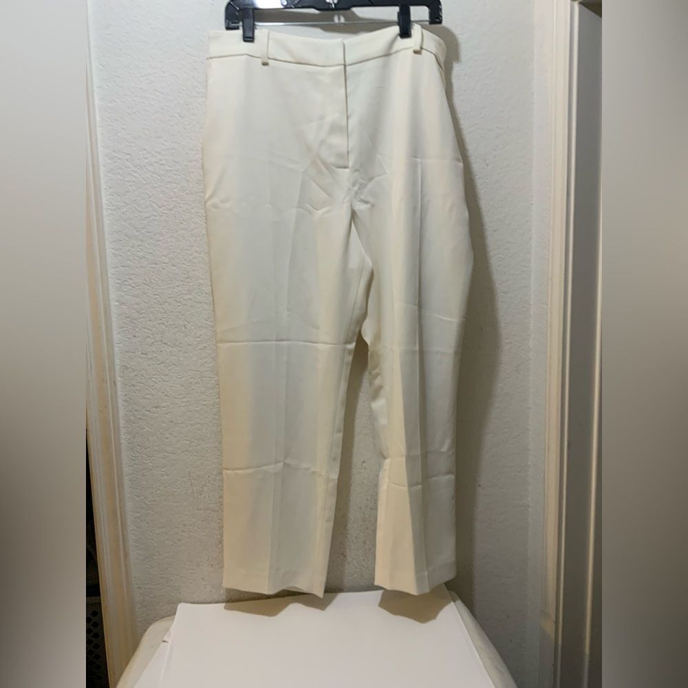 Paire Pants Womens 14 white Tapered Flat Front Elastic back Career Pockets